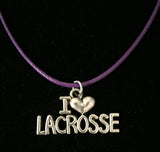 Lacrosse necklace with I love lacrosse charm