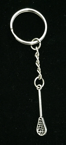 Lacrosse keychain with lacrosse stick charm