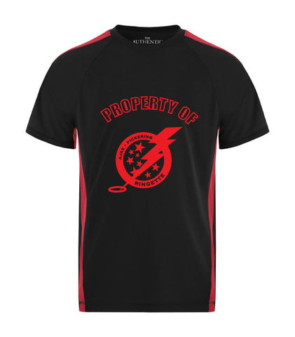 A/P Ringette Short Sleeve Black with Red Wicking T-Shirt